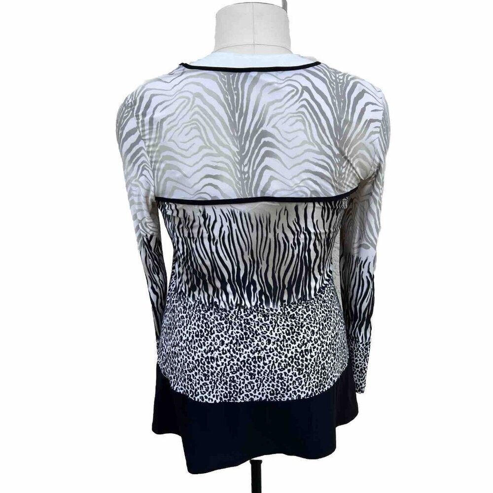 Women's Bali - Multi Animal Print Two Tone Black & White Stretch Tunic XXL - Picture 6 of 13